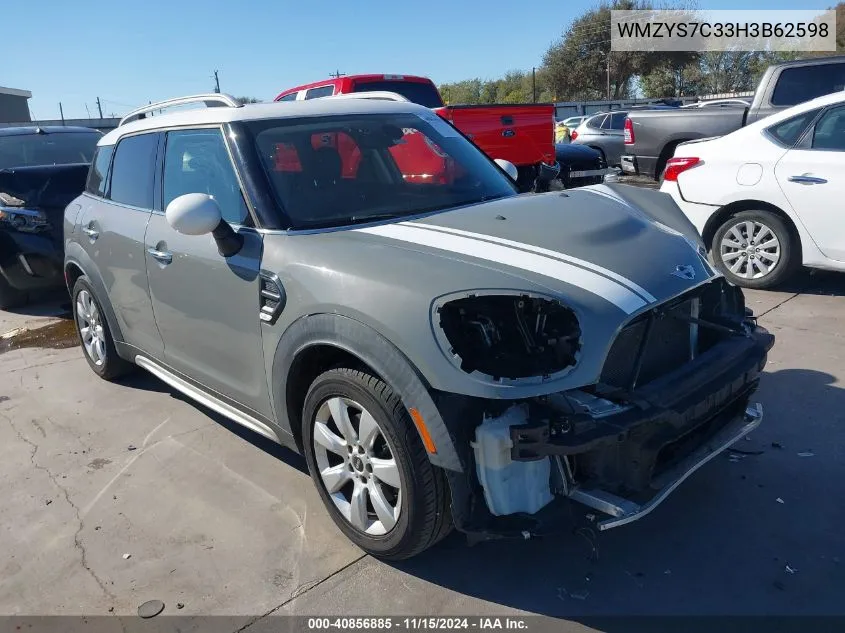 2017 Mini Countryman Cooper VIN: WMZYS7C33H3B62598 Lot: 40856885