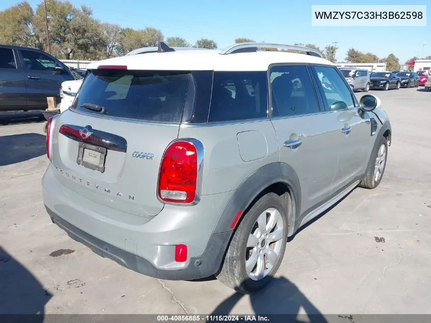 2017 Mini Countryman Cooper VIN: WMZYS7C33H3B62598 Lot: 40856885