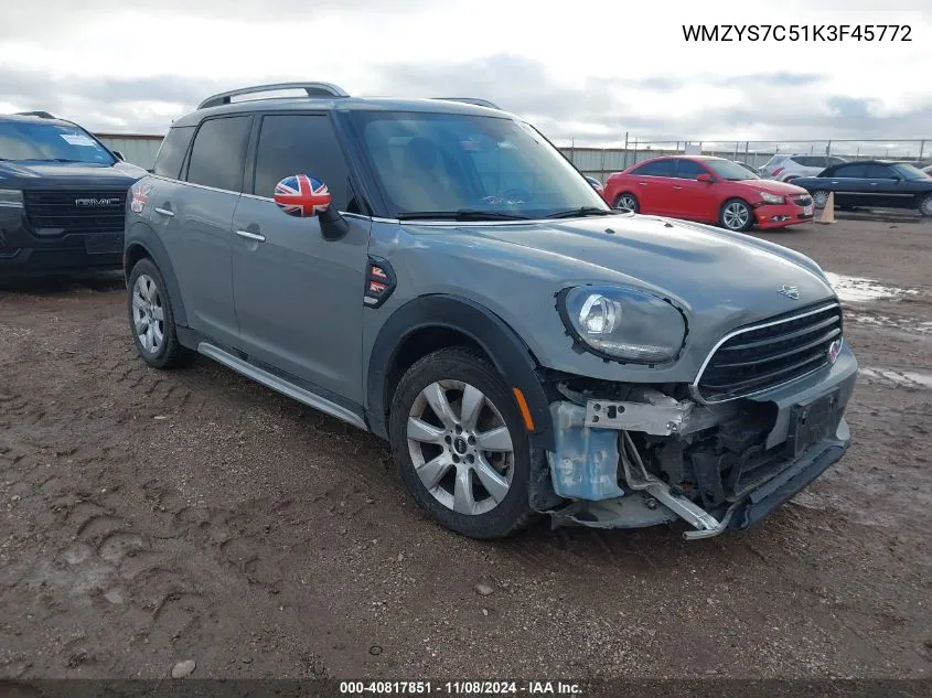 2019 Mini Countryman Cooper VIN: WMZYS7C51K3F45772 Lot: 40817851