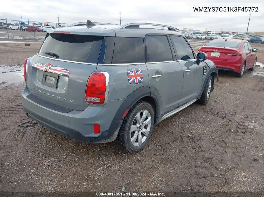 2019 Mini Countryman Cooper VIN: WMZYS7C51K3F45772 Lot: 40817851