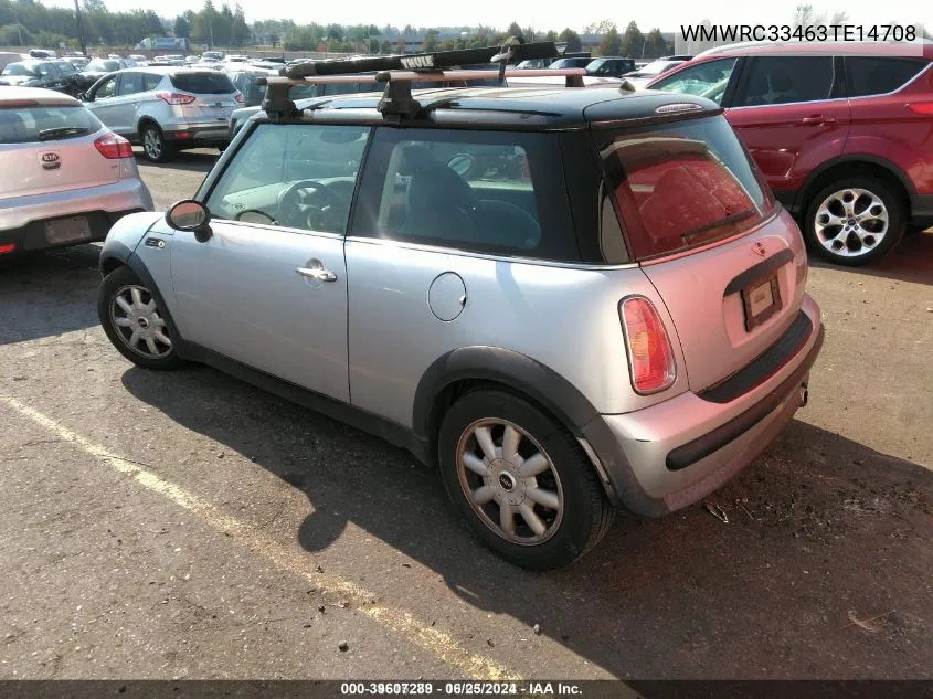 2003 Mini Cooper Hardtop Base (M5) VIN: WMWRC33463TE14708 Lot: 39607289