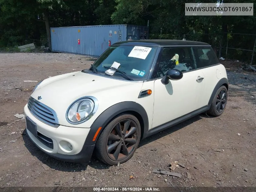 2013 Mini Hardtop Cooper VIN: WMWSU3C5XDT691867 Lot: 40100244