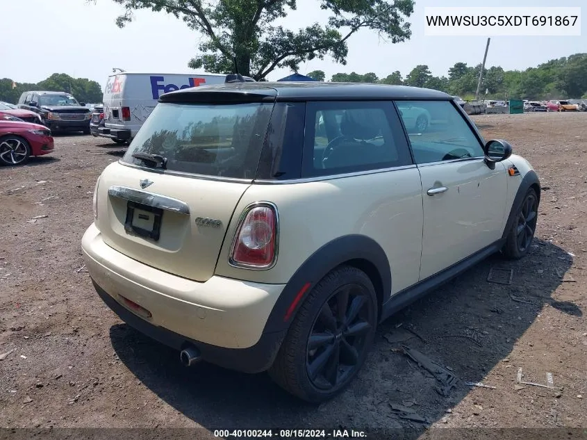 2013 Mini Hardtop Cooper VIN: WMWSU3C5XDT691867 Lot: 40100244