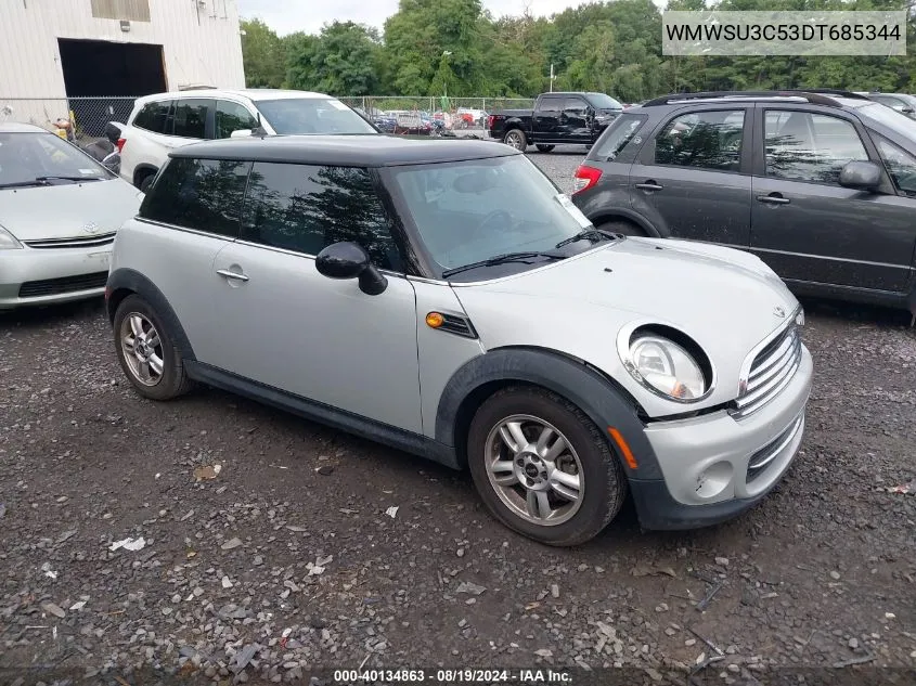 2013 Mini Hardtop Cooper VIN: WMWSU3C53DT685344 Lot: 40134863