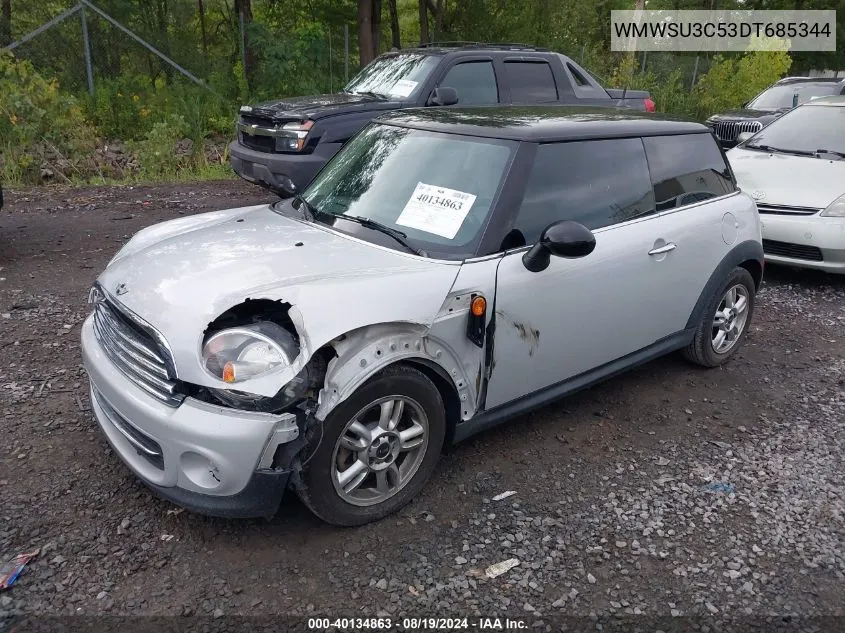 2013 Mini Hardtop Cooper VIN: WMWSU3C53DT685344 Lot: 40134863