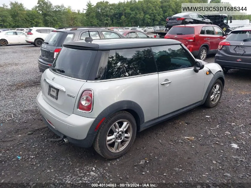 2013 Mini Hardtop Cooper VIN: WMWSU3C53DT685344 Lot: 40134863