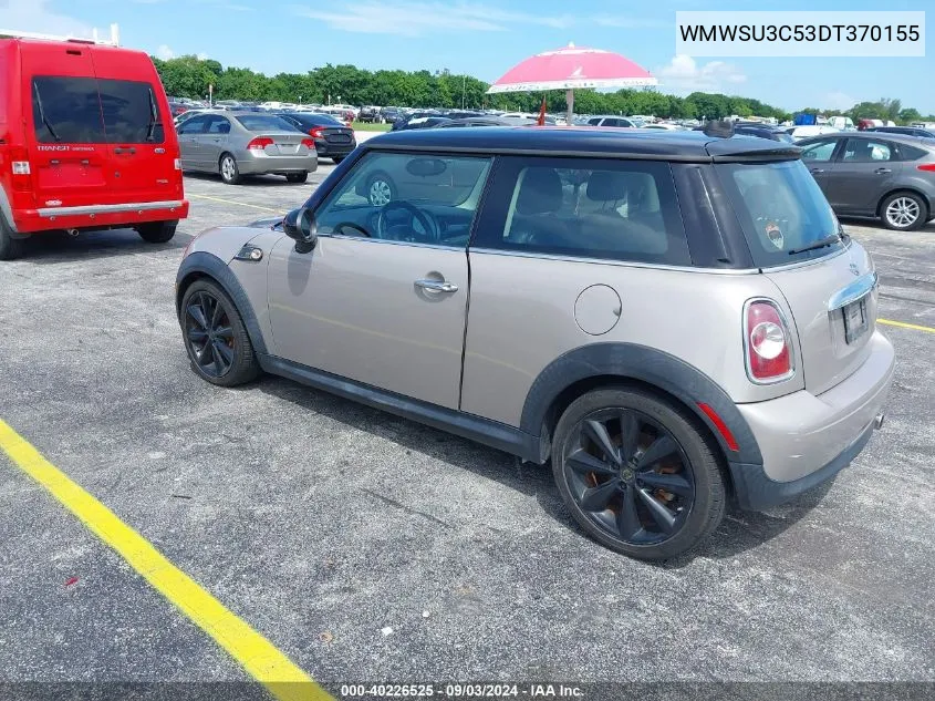 2013 Mini Hardtop Cooper VIN: WMWSU3C53DT370155 Lot: 40226525