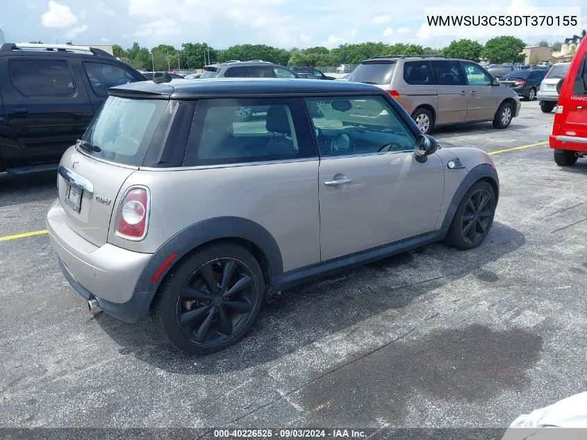 2013 Mini Hardtop Cooper VIN: WMWSU3C53DT370155 Lot: 40226525