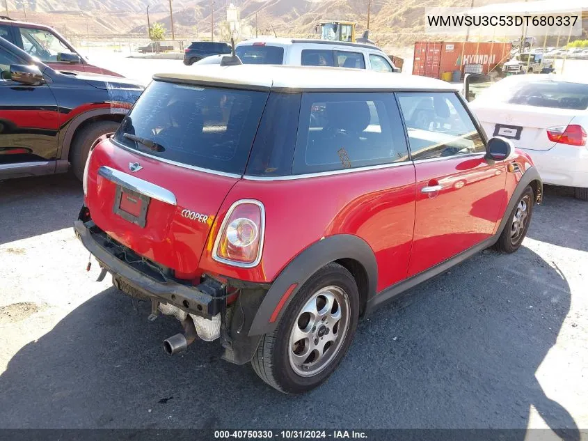 2013 Mini Hardtop Cooper VIN: WMWSU3C53DT680337 Lot: 40750330