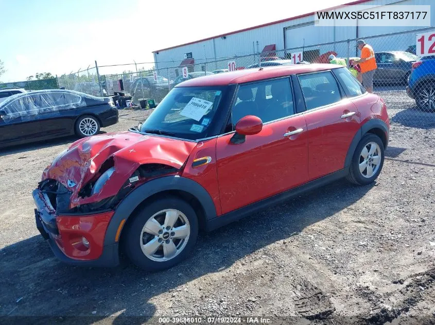 2015 Mini Hardtop Cooper VIN: WMWXS5C51FT837177 Lot: 39886010