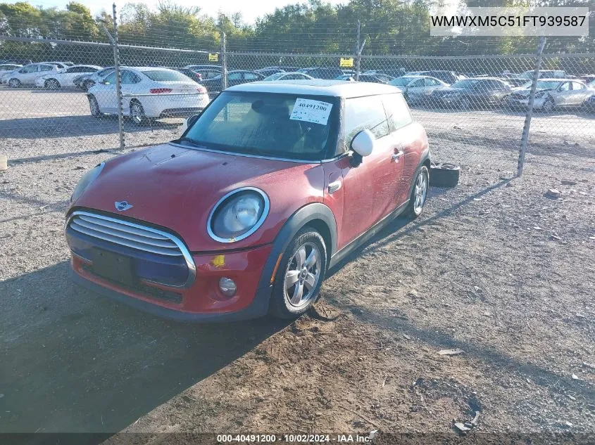 2015 Mini Hardtop Cooper VIN: WMWXM5C51FT939587 Lot: 40491200