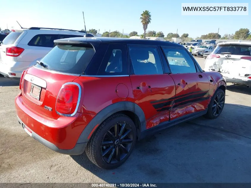 2015 Mini Hardtop Cooper VIN: WMWXS5C57FT833778 Lot: 40740291