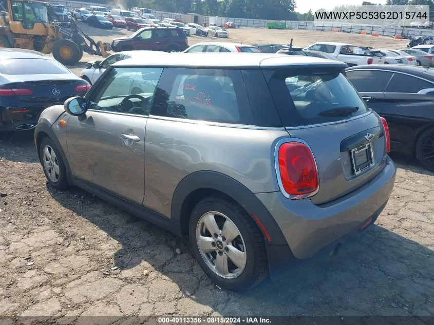 2016 Mini Hardtop Cooper VIN: WMWXP5C53G2D15744 Lot: 40113356