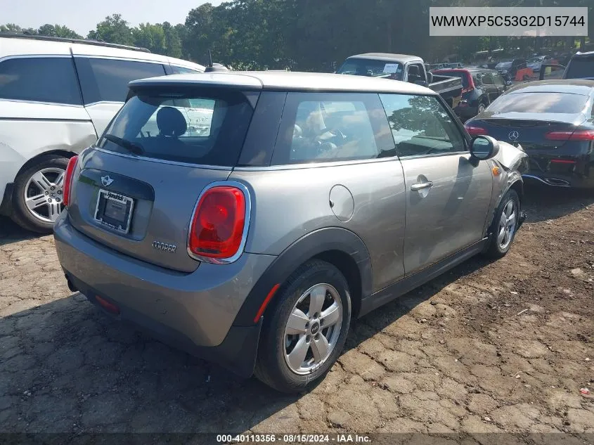 2016 Mini Hardtop Cooper VIN: WMWXP5C53G2D15744 Lot: 40113356