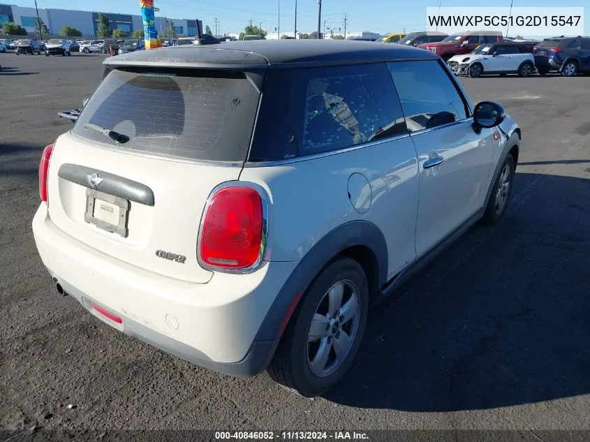 2016 Mini Hardtop Cooper VIN: WMWXP5C51G2D15547 Lot: 40846052