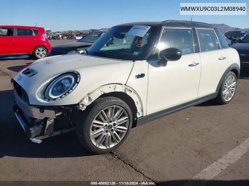 2020 Mini Hardtop Cooper S VIN: WMWXU9C03L2M08940 Lot: 40892126