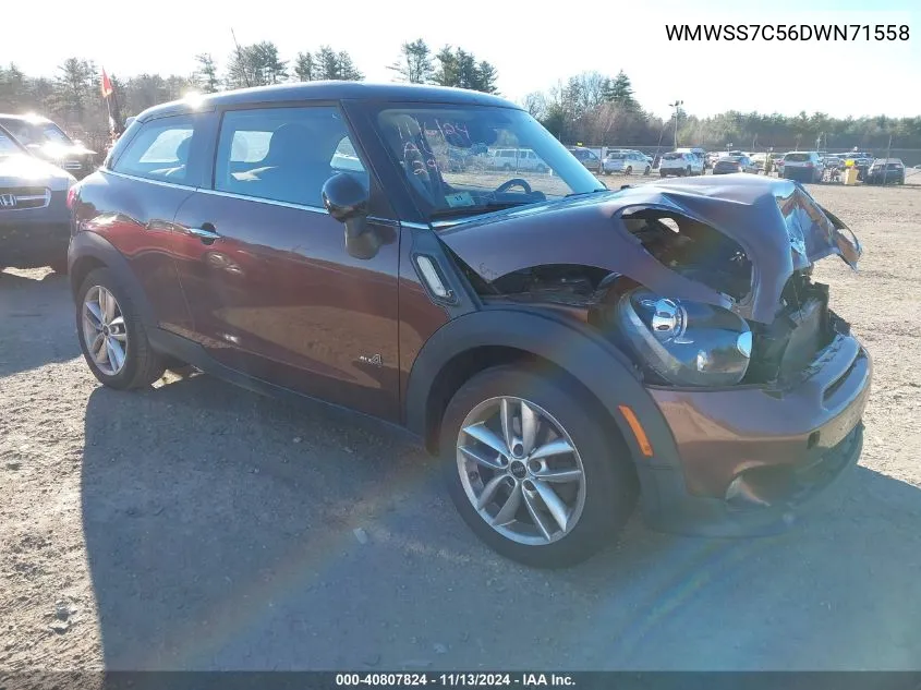 2013 Mini Paceman Cooper S VIN: WMWSS7C56DWN71558 Lot: 40807824