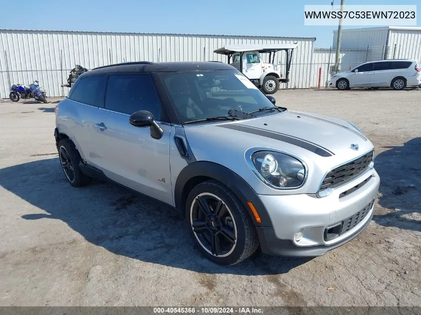 2014 Mini Paceman Cooper S VIN: WMWSS7C53EWN72023 Lot: 40545368