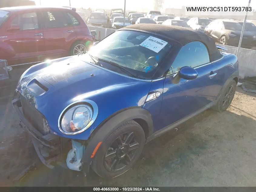 2013 Mini Roadster Cooper S VIN: WMWSY3C51DT593783 Lot: 40653000