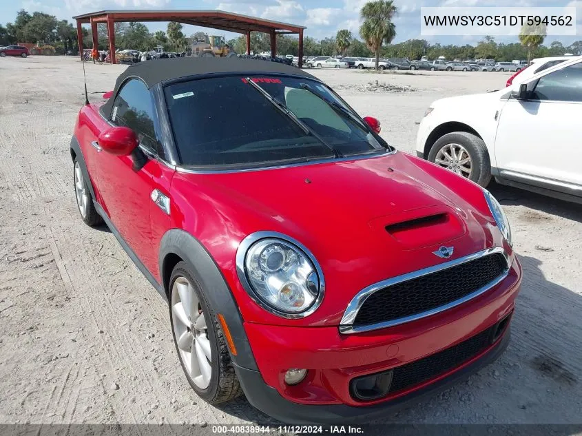 2013 Mini Roadster Cooper S VIN: WMWSY3C51DT594562 Lot: 40838944