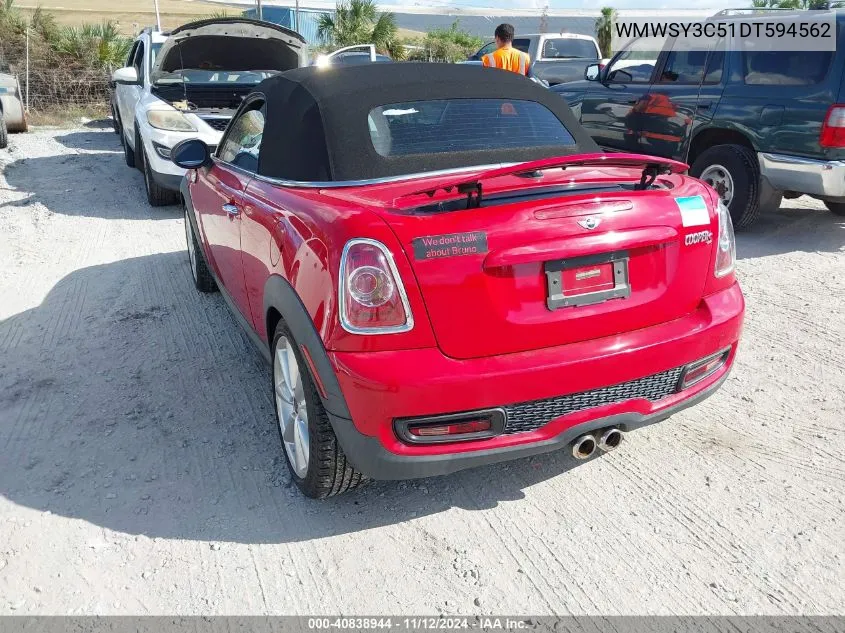 2013 Mini Roadster Cooper S VIN: WMWSY3C51DT594562 Lot: 40838944