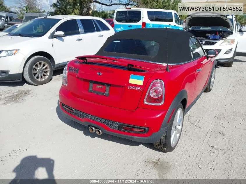 2013 Mini Roadster Cooper S VIN: WMWSY3C51DT594562 Lot: 40838944