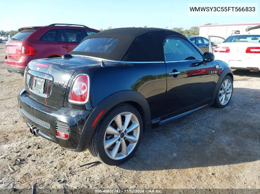 2015 Mini Roadster Cooper S VIN: WMWSY3C55FT566833 Lot: 40838742