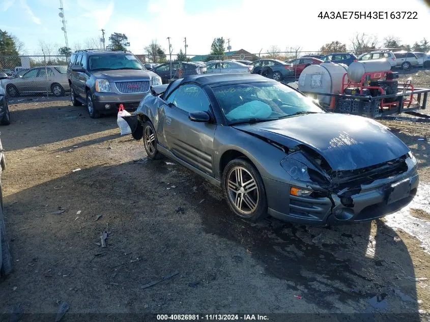 4A3AE75H43E163722 2003 Mitsubishi Eclipse Spyder Gts