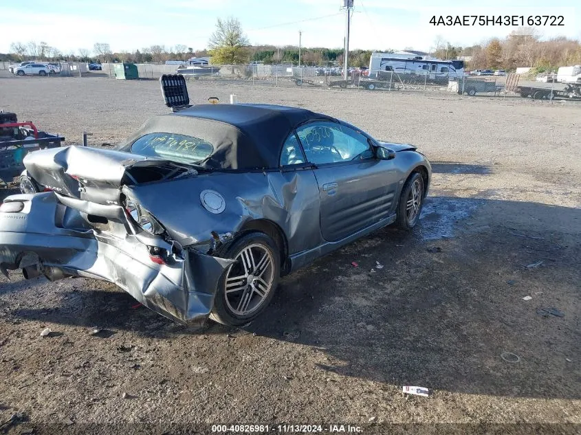 4A3AE75H43E163722 2003 Mitsubishi Eclipse Spyder Gts