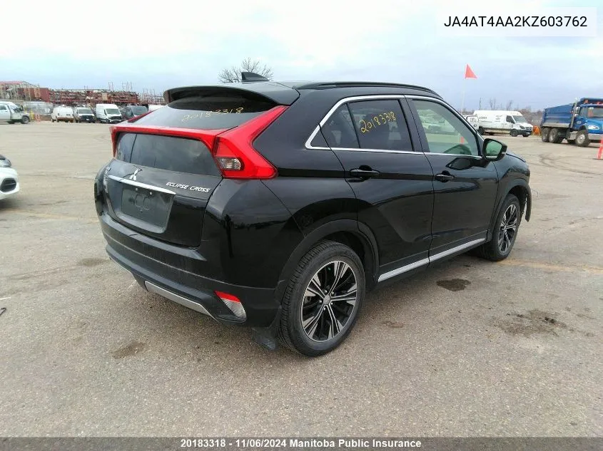 2019 Mitsubishi Eclipse Cross Gt VIN: JA4AT4AA2KZ603762 Lot: 20183318