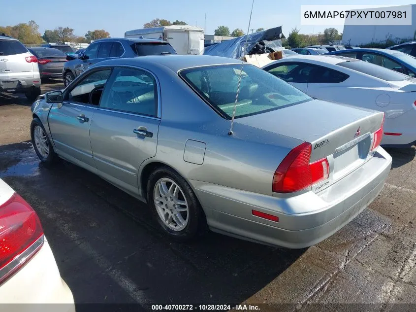 2000 Mitsubishi Diamante Ls VIN: 6MMAP67PXYT007981 Lot: 40700272