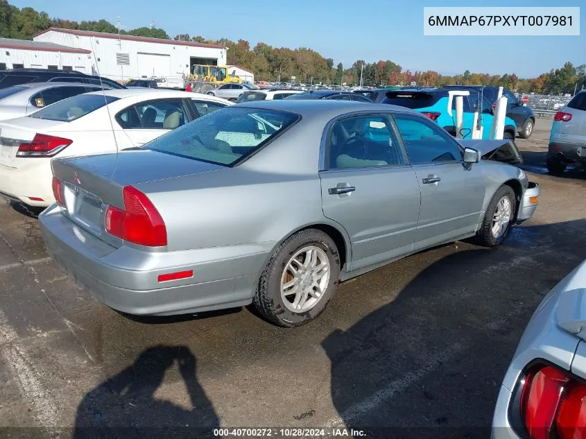 2000 Mitsubishi Diamante Ls VIN: 6MMAP67PXYT007981 Lot: 40700272