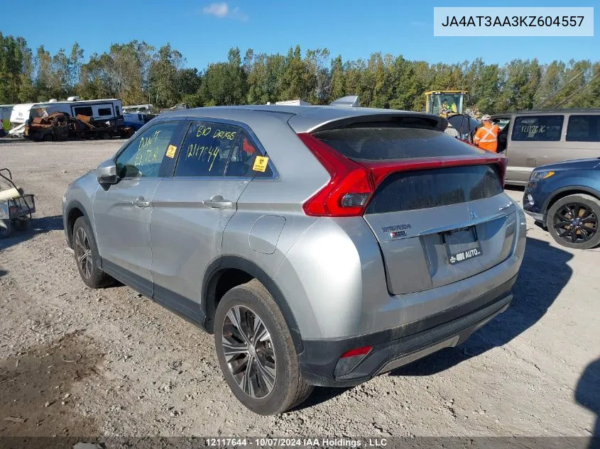 2019 Mitsubishi Eclipse Cross Es VIN: JA4AT3AA3KZ604557 Lot: 12117644