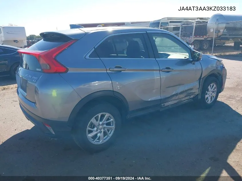 2019 Mitsubishi Eclipse Cross Es VIN: JA4AT3AA3KZ033183 Lot: 40377351