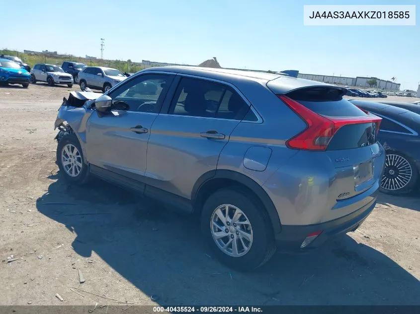 2019 Mitsubishi Eclipse Cross Es VIN: JA4AS3AAXKZ018585 Lot: 40435524