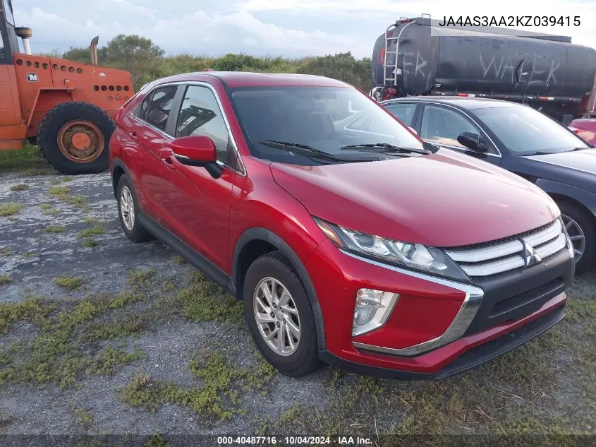 2019 Mitsubishi Eclipse Cross Es VIN: JA4AS3AA2KZ039415 Lot: 40487716