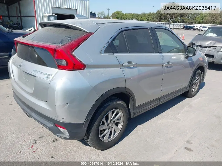 2019 Mitsubishi Eclipse Cross Es VIN: JA4AS3AA8KZ035417 Lot: 40567014