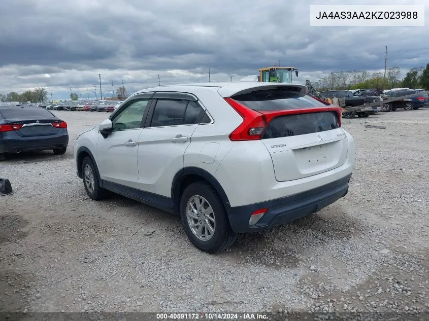 2019 Mitsubishi Eclipse Cross Es VIN: JA4AS3AA2KZ023988 Lot: 40591172