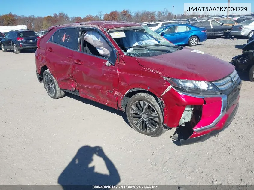 2019 Mitsubishi Eclipse Cross Se VIN: JA4AT5AA3KZ004729 Lot: 40816147