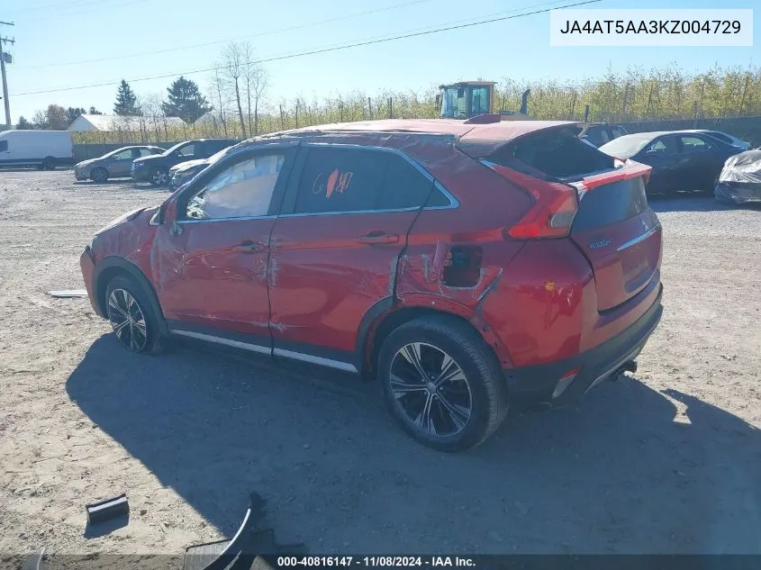 2019 Mitsubishi Eclipse Cross Se VIN: JA4AT5AA3KZ004729 Lot: 40816147