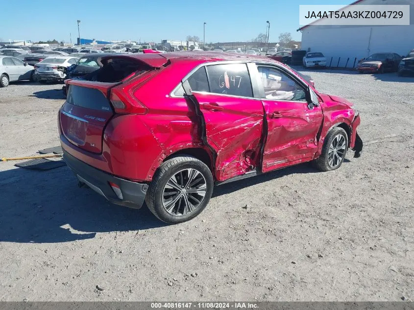 2019 Mitsubishi Eclipse Cross Se VIN: JA4AT5AA3KZ004729 Lot: 40816147