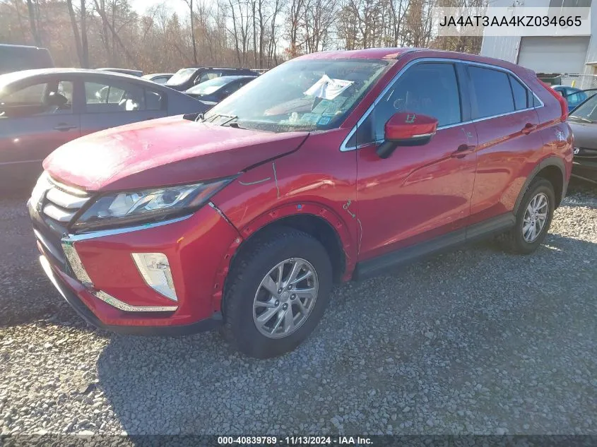 JA4AT3AA4KZ034665 2019 Mitsubishi Eclipse Cross Es