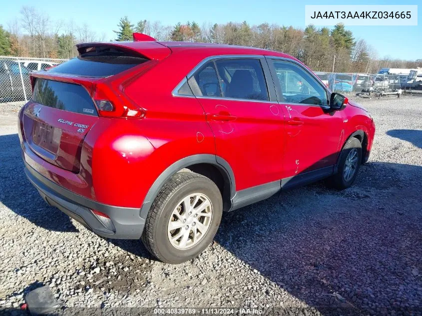 JA4AT3AA4KZ034665 2019 Mitsubishi Eclipse Cross Es