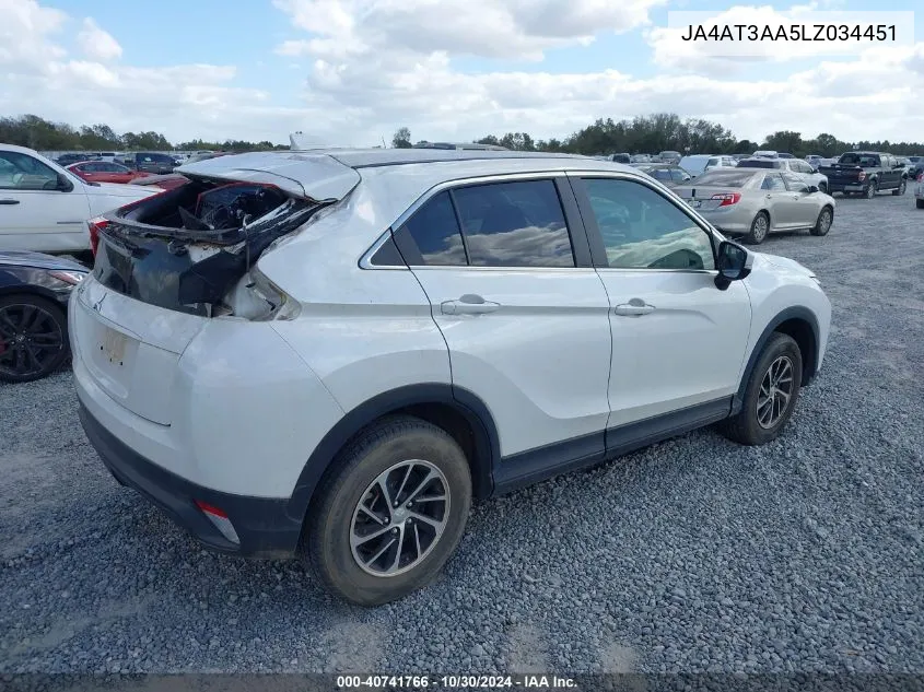 2020 Mitsubishi Eclipse Cross Es 1.5T Awc VIN: JA4AT3AA5LZ034451 Lot: 40741766