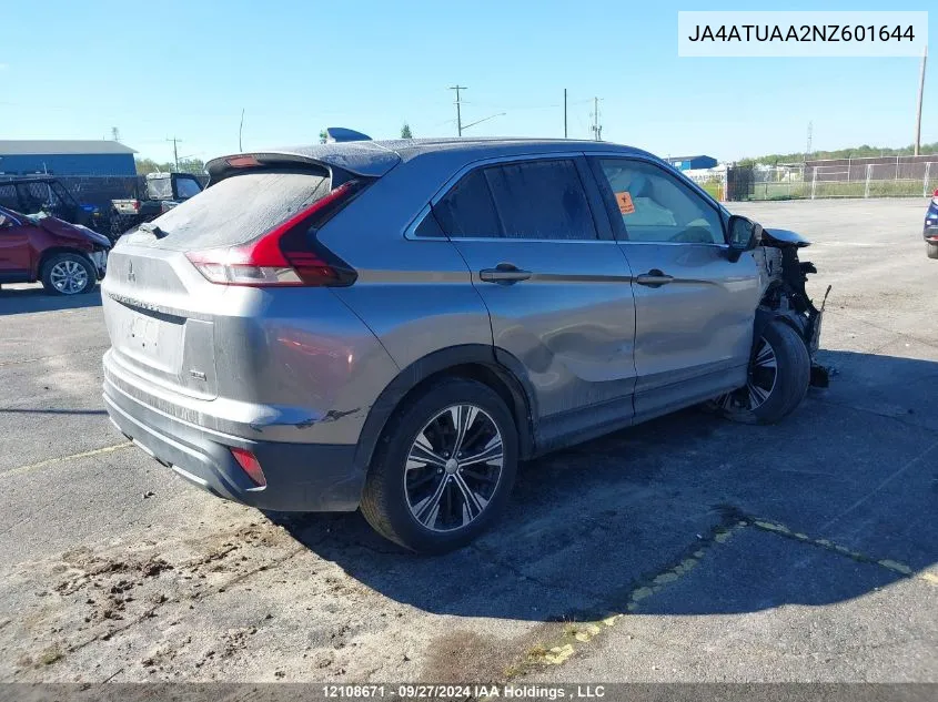 2022 Mitsubishi Eclipse Cross Es VIN: JA4ATUAA2NZ601644 Lot: 12108671