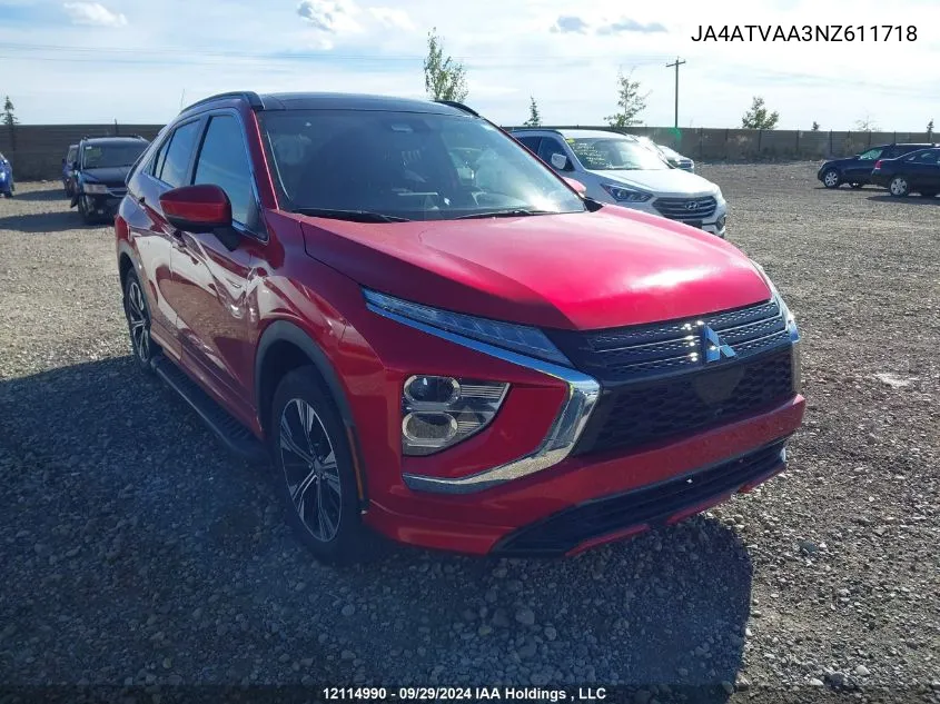 2022 Mitsubishi Eclipse Cross Le VIN: JA4ATVAA3NZ611718 Lot: 12114990