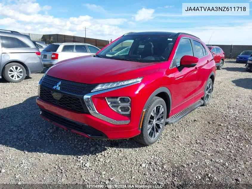 2022 Mitsubishi Eclipse Cross Le VIN: JA4ATVAA3NZ611718 Lot: 12114990