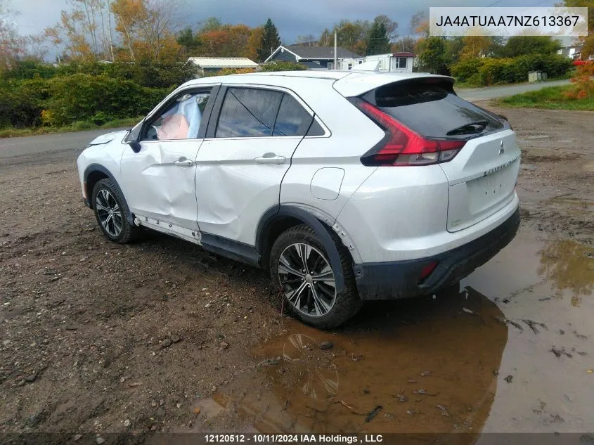 2022 Mitsubishi Eclipse Cross VIN: JA4ATUAA7NZ613367 Lot: 12120512