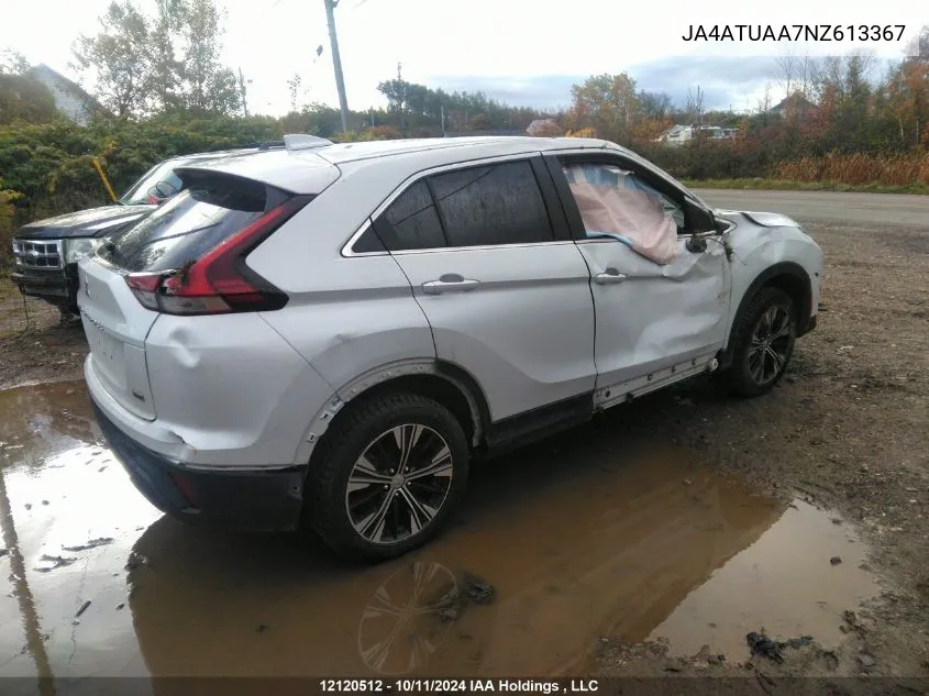 2022 Mitsubishi Eclipse Cross VIN: JA4ATUAA7NZ613367 Lot: 12120512