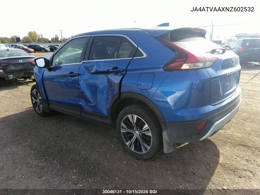 2022 Mitsubishi Eclipse Cross Le VIN: JA4ATVAAXNZ602532 Lot: 30046131